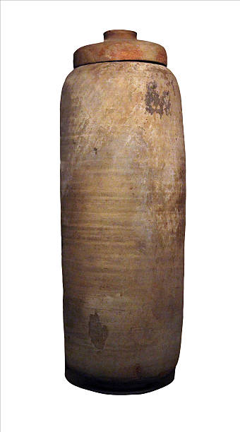Ceramic vessel from the Qumran caves.  Jerusalem. Israel stock photo