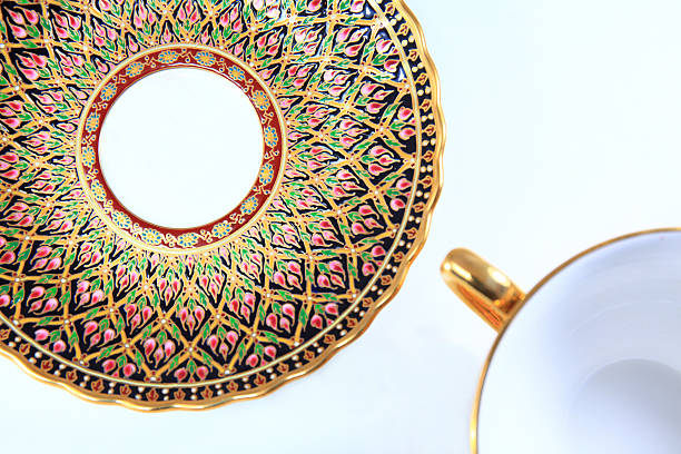 A traditional Thai pattern on coffee plate.
