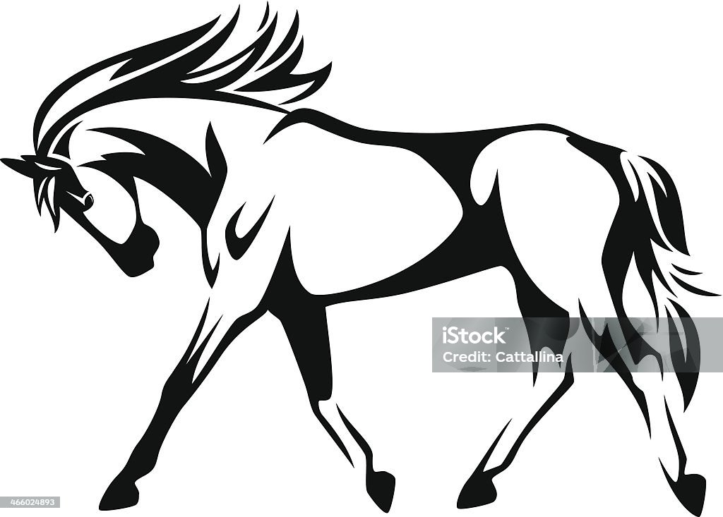 trotting horse trotting horse black and white vector outline - side view (high-resolution JPEG included) Clip Art stock vector