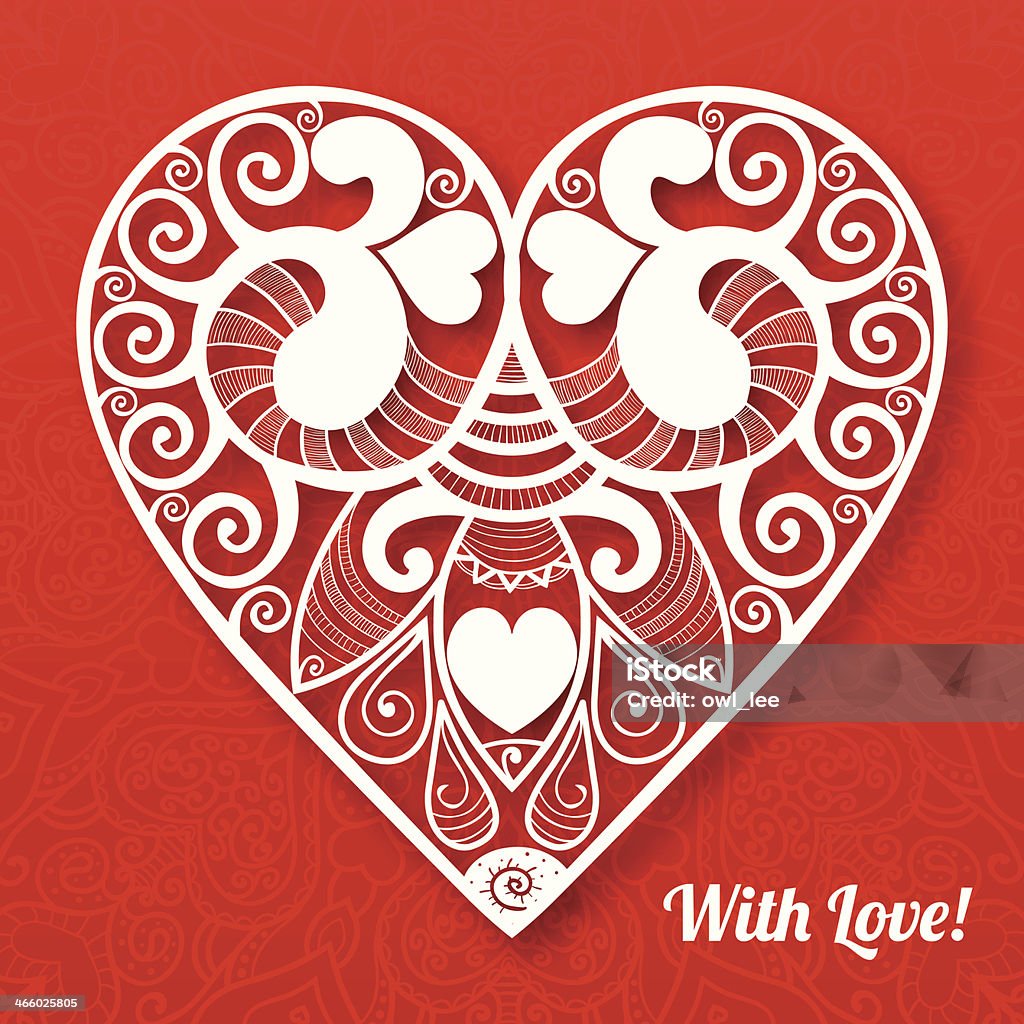 Vector del día de San Valentín de papel de corazón tarjeta de felicitación lacy - arte vectorial de Abstracto libre de derechos