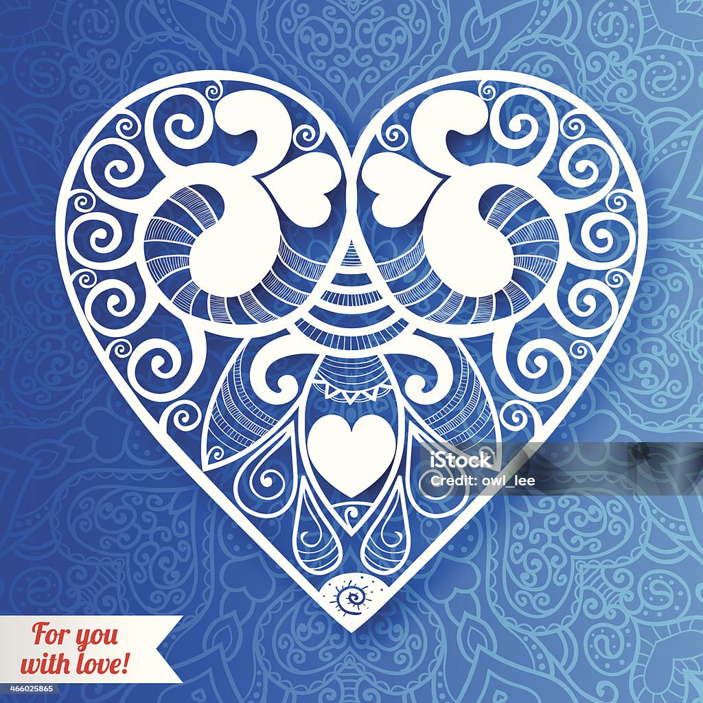 Vetor de Dia dos Namorados coração de papel semelhante Cartão de saudação - Vetor de Abstrato royalty-free