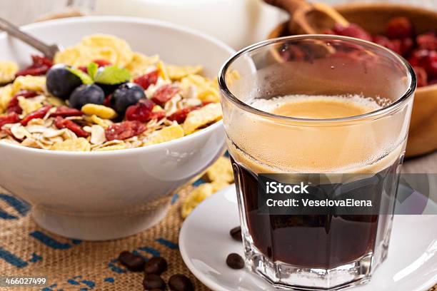 Coffee For Breakfast With Granola Stock Photo - Download Image Now - Berry Fruit, Black Color, Blueberry