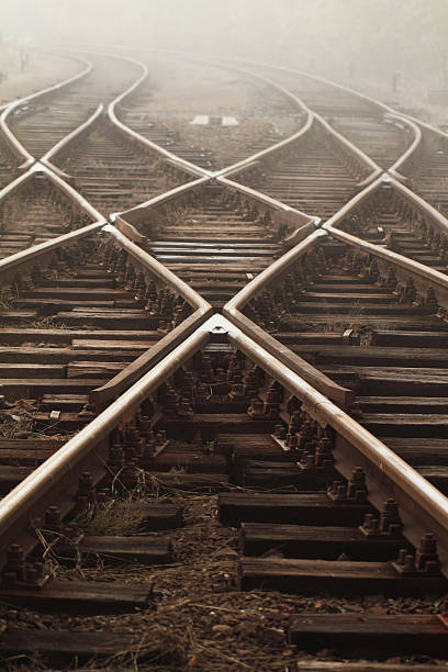 istock Railway in fog 466027853