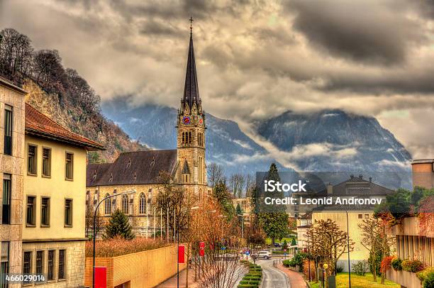View Of Cathedral Of St Florin In Vaduz Liechtenstein Stock Photo - Download Image Now