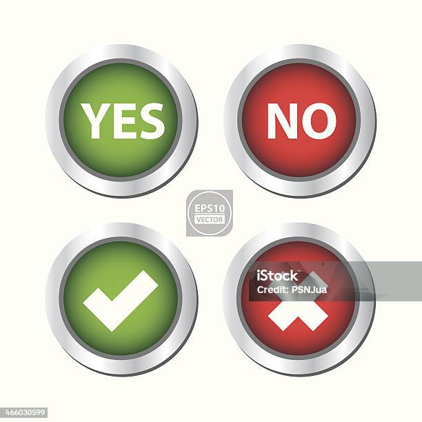 Yes No Check Mark And Cross Button Stock Illustration - Download Image Now - Campaign Button, Keypad, Push Button