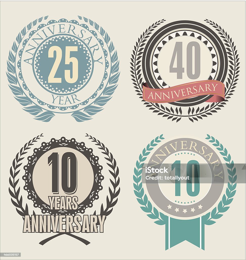 Various collections of anniversary laurel wreath Anniversary laurel wreath Anniversary stock vector