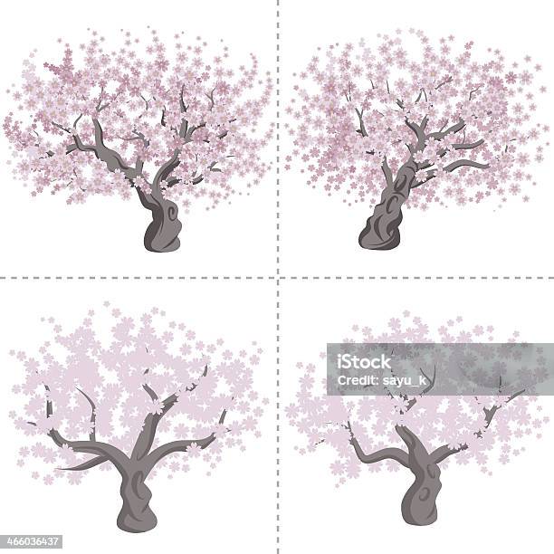 Cherry Tree Design Vector Cherry Tree Set Stock Illustration - Download Image Now - Beauty ...
