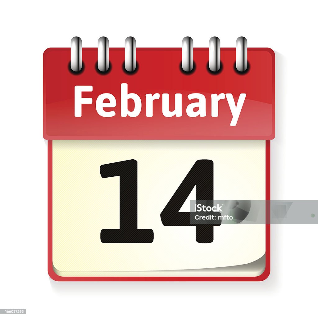Calendar 14 February calendar isolated on white Calendar stock vector