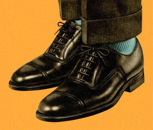 ilustraciones, imágenes clip art, dibujos animados e iconos de stock de zapatos para hombre vestido - colored background adult photography color image