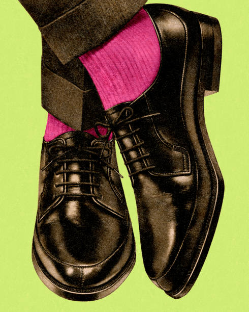 istock Man's Black Dress Shoes and Pink Socks 466038298