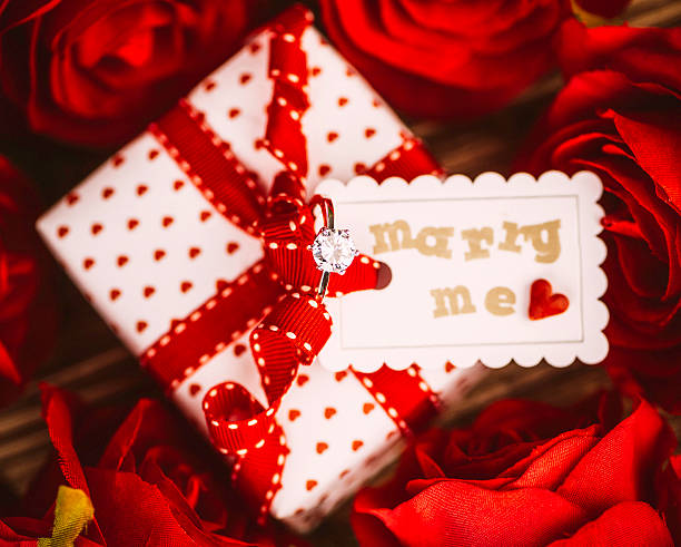 istock Engagement Ring with Gift Box and Red Roses 466038635