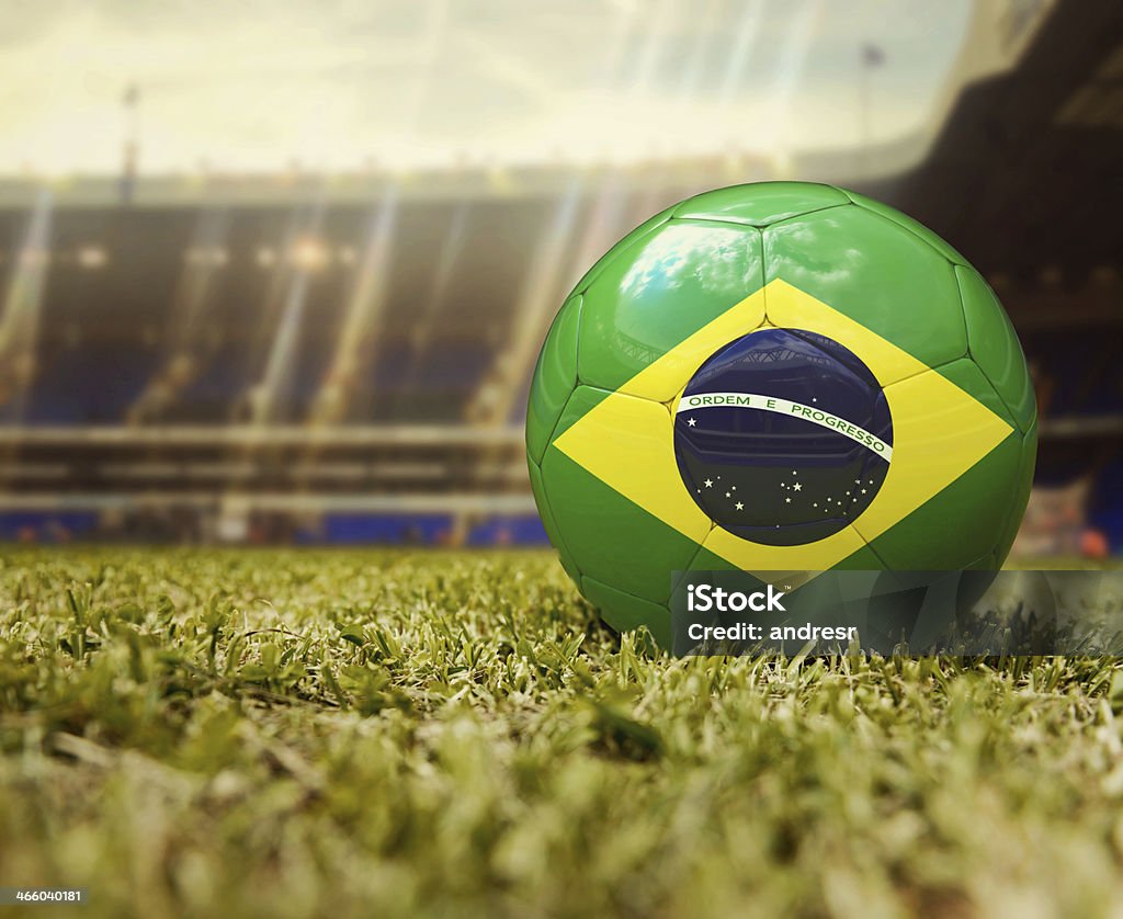 Football with the flag of Brazil - Foto stock royalty-free di 2014