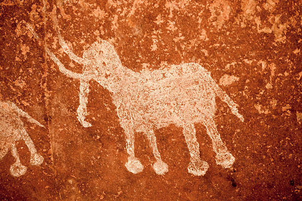istock Archeological pre-historic human clift paint India 466041270