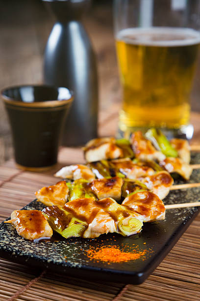 japanese food yakitori - yakitori stok fotoğraflar ve resimler