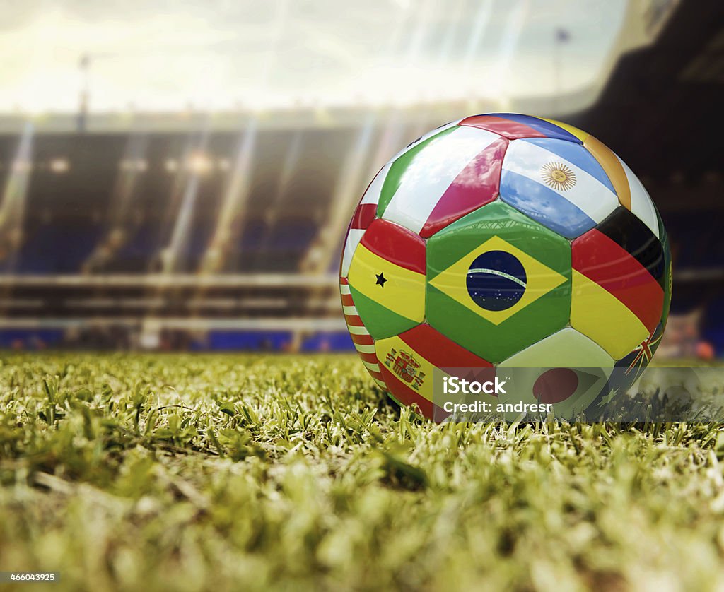 Soccer ball with flags of different countries World Cup football - Soccer ball with flags of different countries International Soccer Event Stock Photo