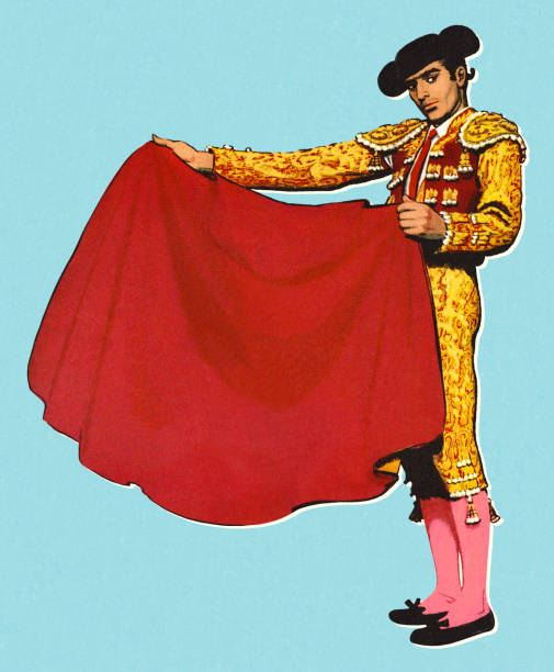 ilustrações de stock, clip art, desenhos animados e ícones de toureiro segurando um vermelho cabo - bullfighter