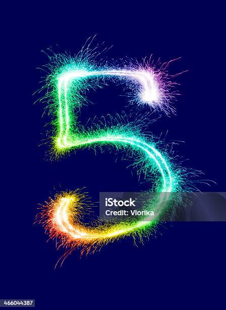 Sparkling Number 5 Stock Photo - Download Image Now - Anniversary, Blue, Blue Background