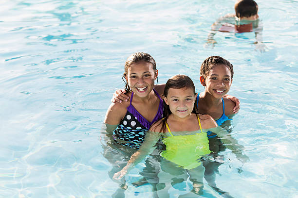 istock Girls playing in swimming pool. 466045921