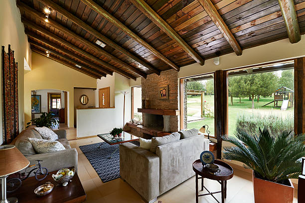 istock Interior design series: classic rustic living room 466048535