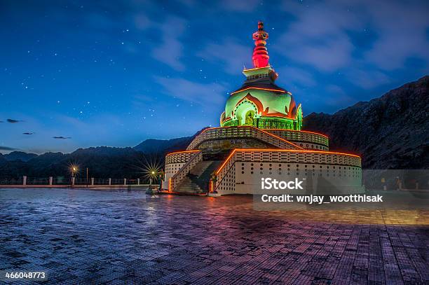 Shanti Stupa At Night Time Stock Photo - Download Image Now - Architecture, Asia, Buddha