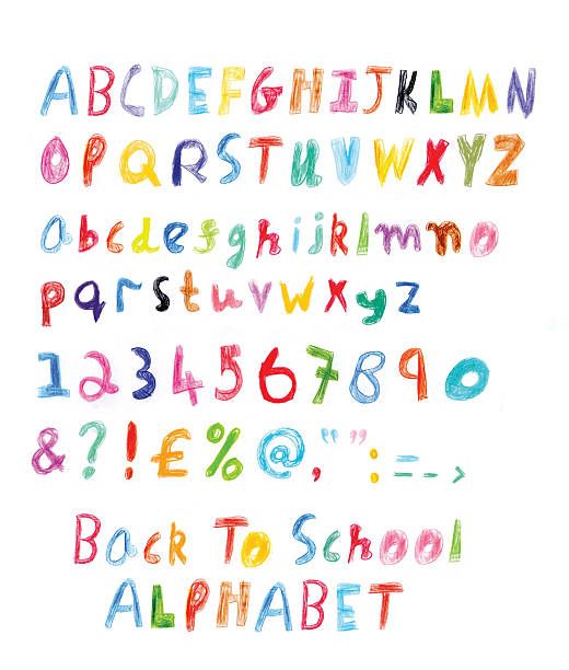 zurück zu schule alphabet - child alphabetical order writing alphabet stock-grafiken, -clipart, -cartoons und -symbole