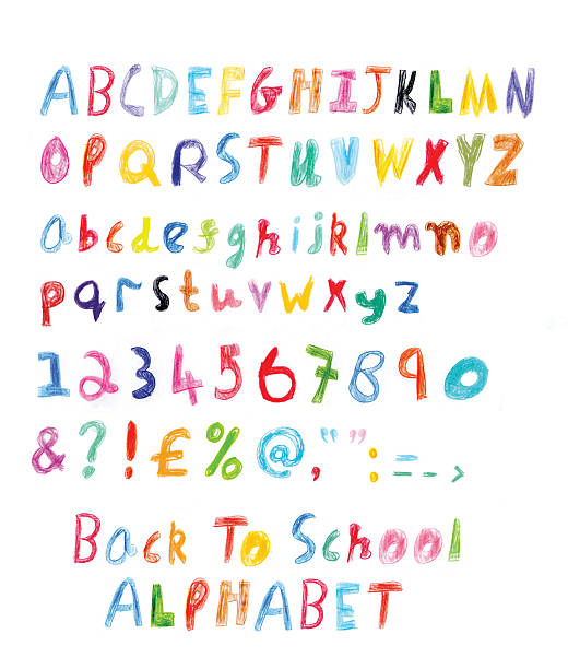 Back To School Alphabet Back To School Alphabet crayon drawing stock illustrations