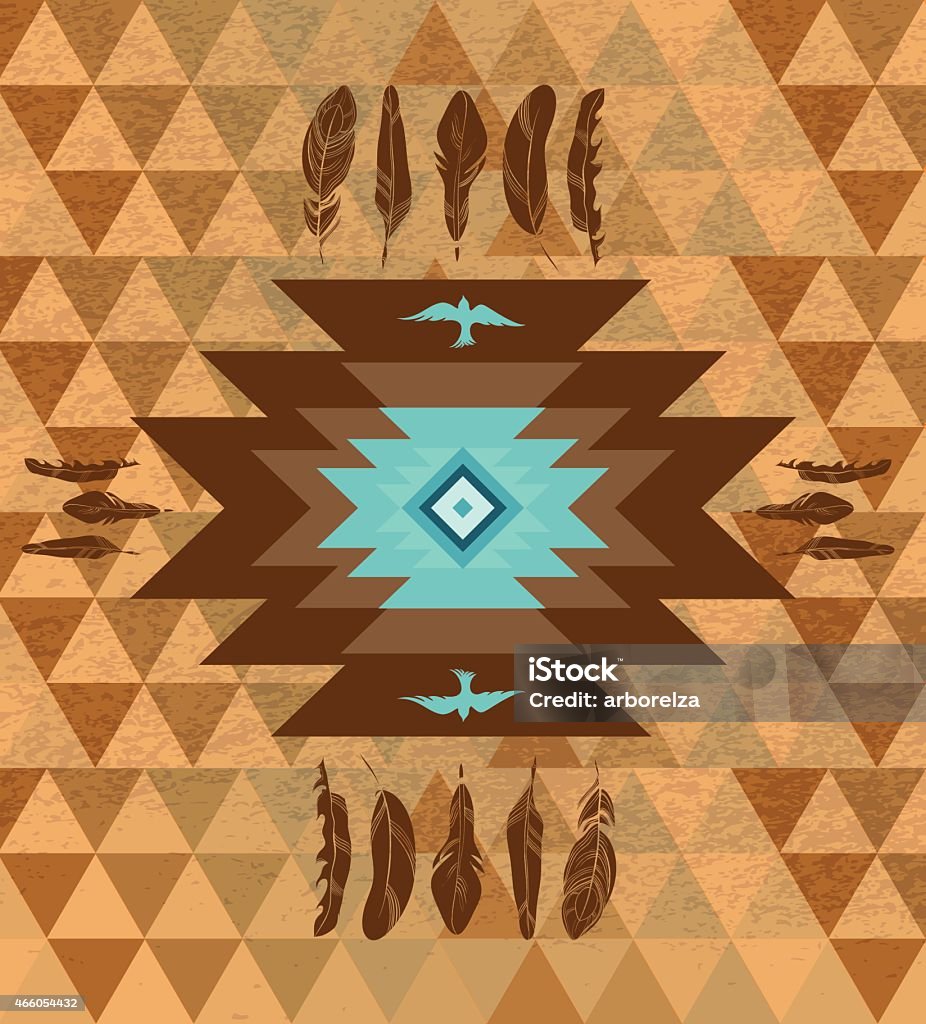 Vector colorful decorative ethnic native americans background Traditional american indian style. Vector colorful decorative ethnic background with triangles, birds and feathers. Textured. eps 10 Indigenous Peoples of the Americas stock vector