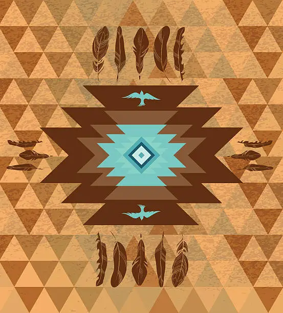 Vector illustration of Vector colorful decorative ethnic native americans background