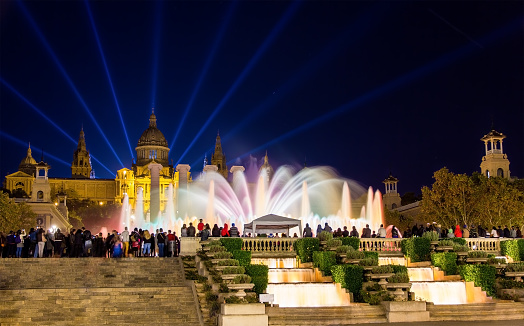 Scenic view of the Magic Fountain of Montjuic in Barcelona