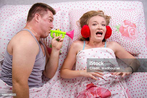 The Guy Woke Girl Pipe Lying In Bed Stock Photo - Download Image Now - Adult, Bed - Furniture, Curve