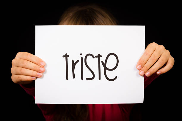 istock Child holding sign with Spanish word Triste - Sorry 466058206