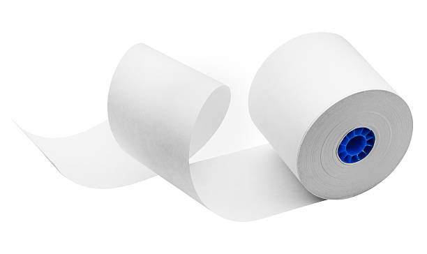 Roll of cash register paper tape, isolated stock photo