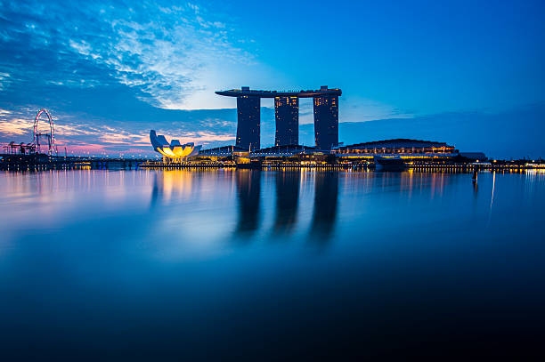 Marina Bay view with twilight. Singapore stock photo
