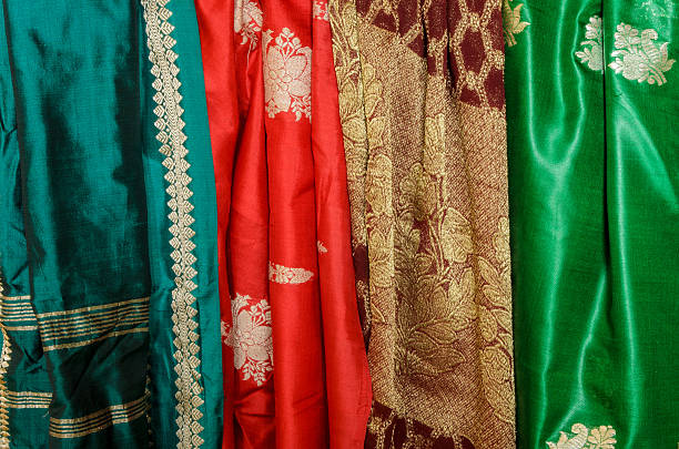istock Green and Red Sari Fabric 466061130