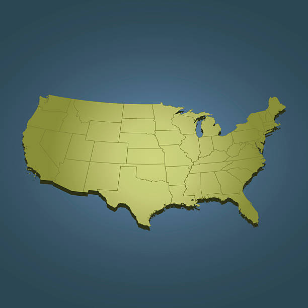 USA green travel map on dark background in perspective view USA green map on dark blue background. Good for your presentations, websites and for printing. the bigger picture stock illustrations