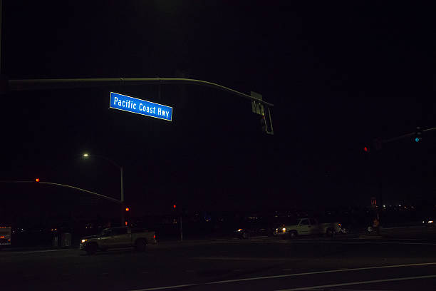 Pacific Coast Highway in Orange County at night