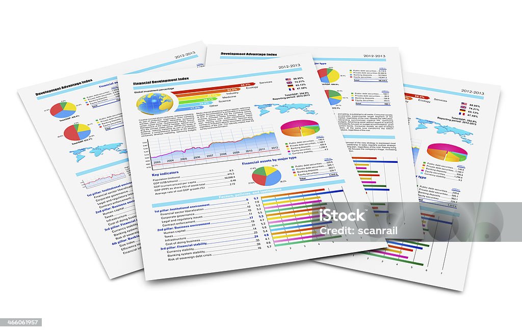 Financial reports See also: Report - Document Stock Photo