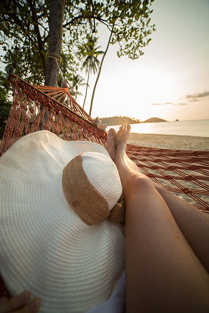 istock Woman on hammock-Point of view from woman's perspective 466063356