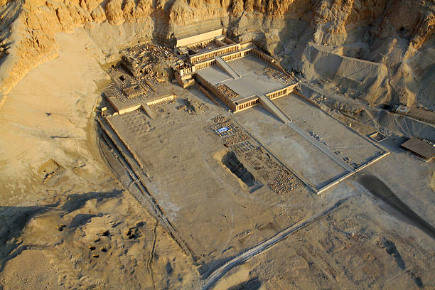 Queen Hatshepsut's Palace An image of Queen Hartshepsut's Palace taken from a hot air balloon. hatshepsut photos stock pictures, royalty-free photos & images