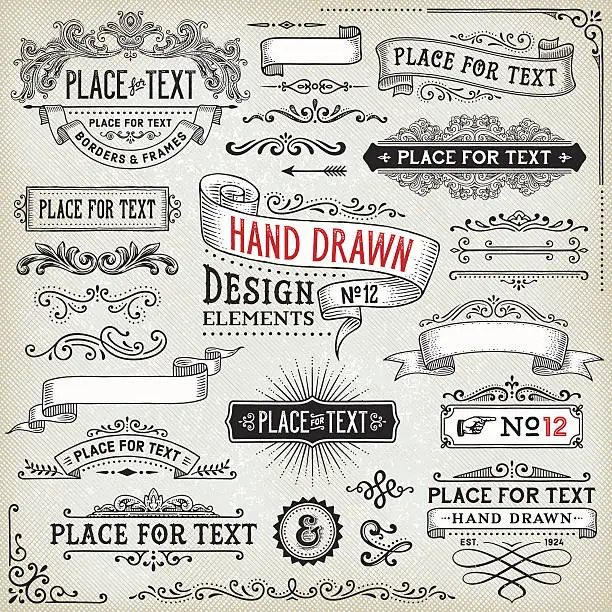 Vector illustration of Hand Drawn Banners,Badges and Frames