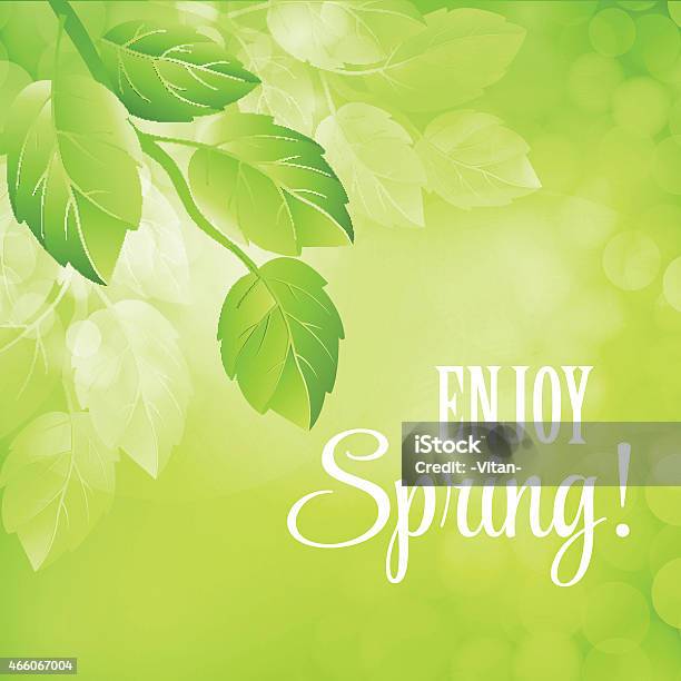 Spring Vector Background With Green Branch Stock Illustration - Download Image Now - Backgrounds, Blob, Botany