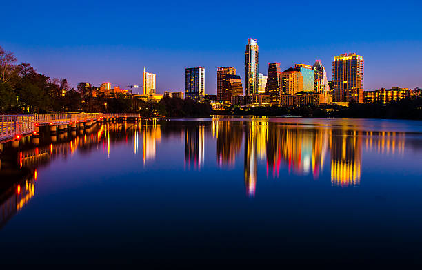istock Wide Angle Austin Twilight Hour City Lights 466067240