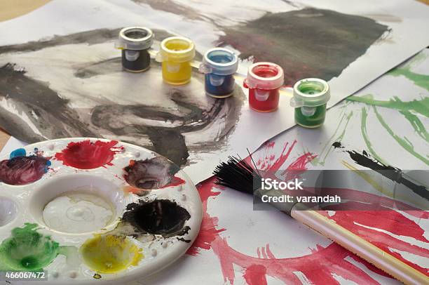 Watercolor Plate With Childs Paint Pictures Stock Photo - Download Image Now - 2015, Creativity, Education