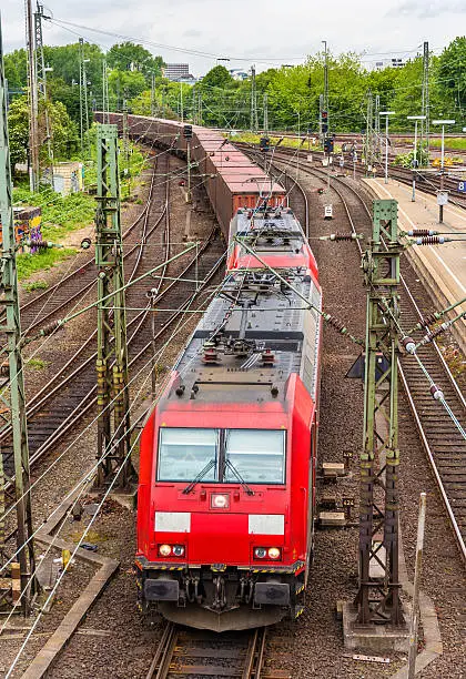 Freight train in Hamburg Hauptbahnhof station - Germany