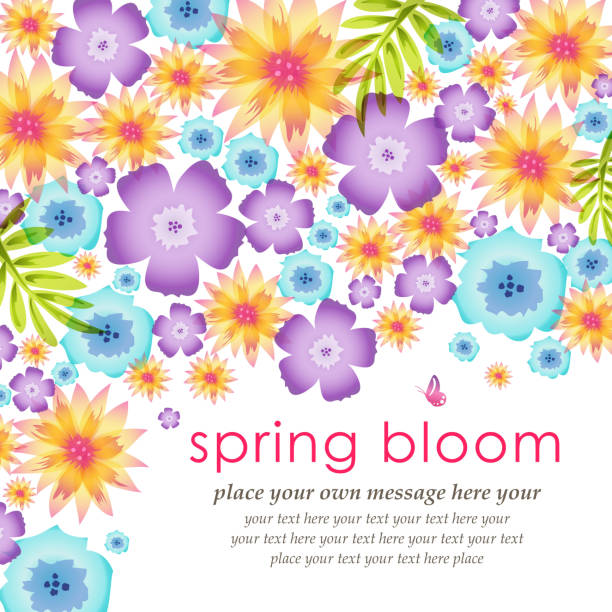 весенние цветы цветущие фоне - butterfly single flower vector illustration and painting stock illustrations