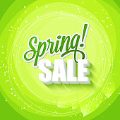 istock Green text art of Spring Sale on a leafy green background 466069038