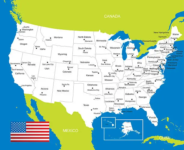 Vector illustration of Map of USA