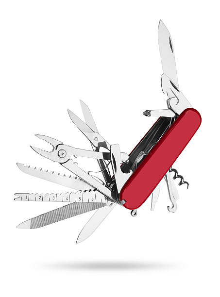 Red Army Knife multi-tool Red Army Knife multi-tool, isolated on white background penknife stock pictures, royalty-free photos & images