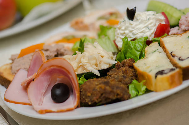 istock Appetizer with meat and vegetables for wedding 466071962