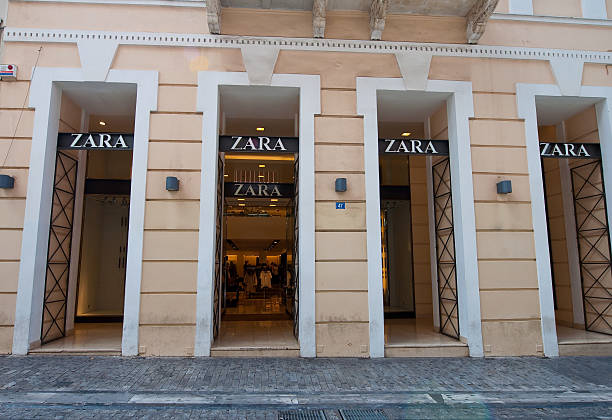 Zara store building on Emrou street. Athens, Greece. stock photo